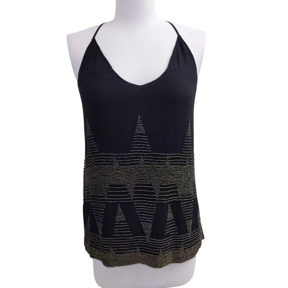 NWT Ramy Brook $325 Black Chandelier Beaded Silk Tank Top Size Small - Picture 1 of 16